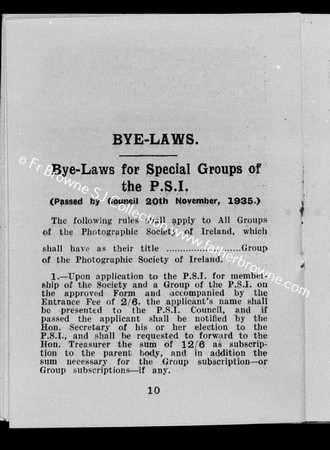 THE PHOTOGRAPHIC SOCIETY OF IRELAND RULES & BYE-LAWS